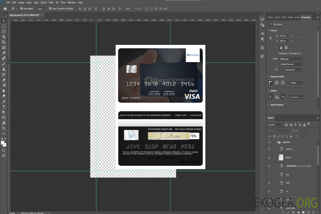 Carte de débit visa Banco Vimecan de la République Dominicaine template